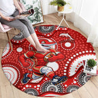 Dolphins Round Carpet Aboriginal Dot Pattern - Rugby Mascot Heritage Pride