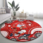 Dolphins Round Carpet Aboriginal Dot Pattern - Rugby Mascot Heritage Pride
