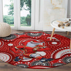 Dolphins Round Carpet Aboriginal Dot Pattern - Rugby Mascot Heritage Pride