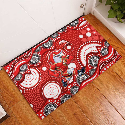 Dolphins Rubber Doormat Aboriginal Dot Pattern - Rugby Mascot Heritage Pride
