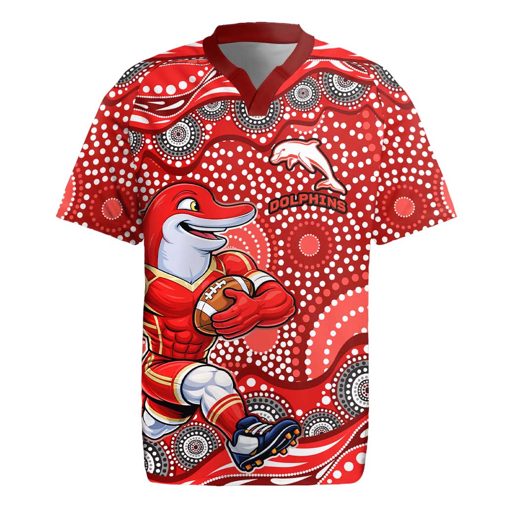 Dolphins Rugby Jersey Aboriginal Dot Pattern - Rugby Mascot Heritage Pride