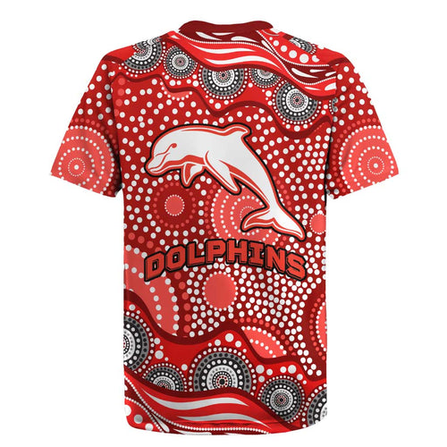 Dolphins Rugby Jersey Aboriginal Dot Pattern - Rugby Mascot Heritage Pride
