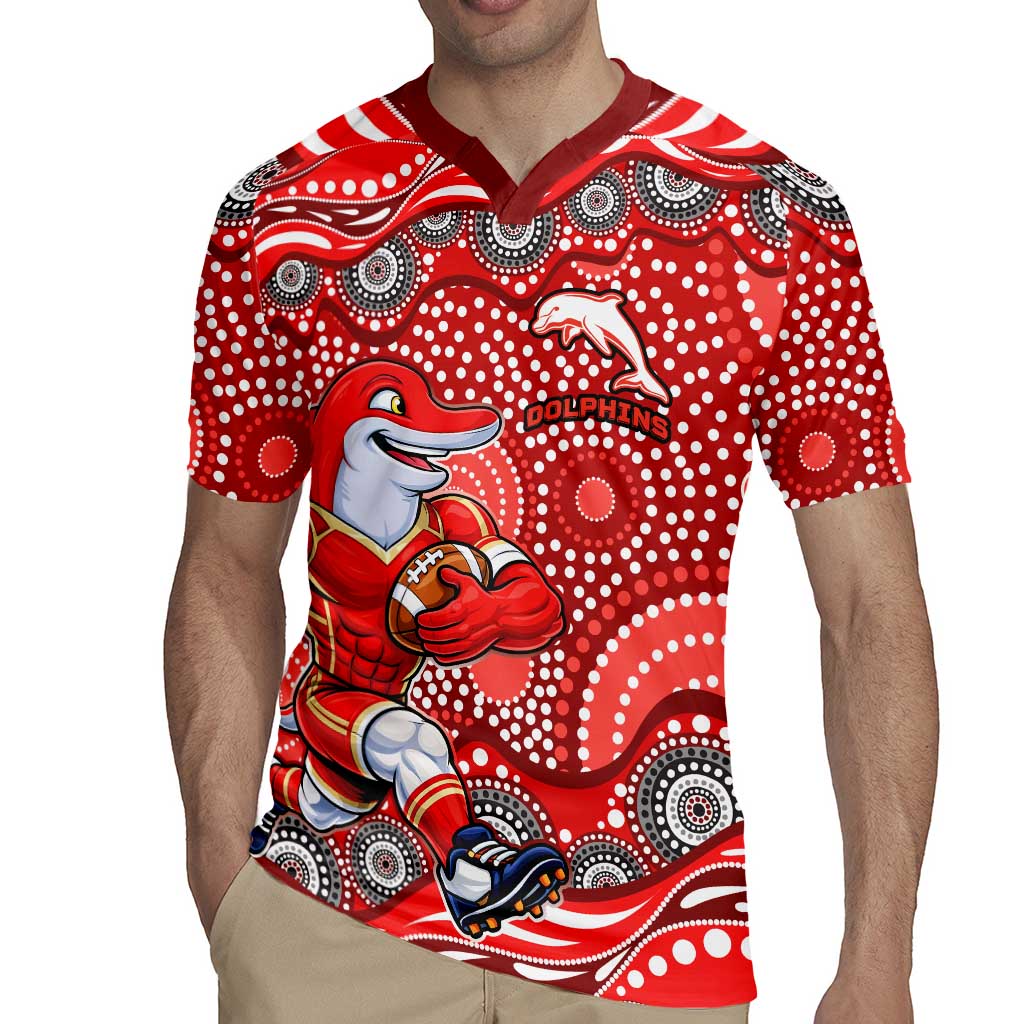 Dolphins Rugby Jersey Aboriginal Dot Pattern - Rugby Mascot Heritage Pride