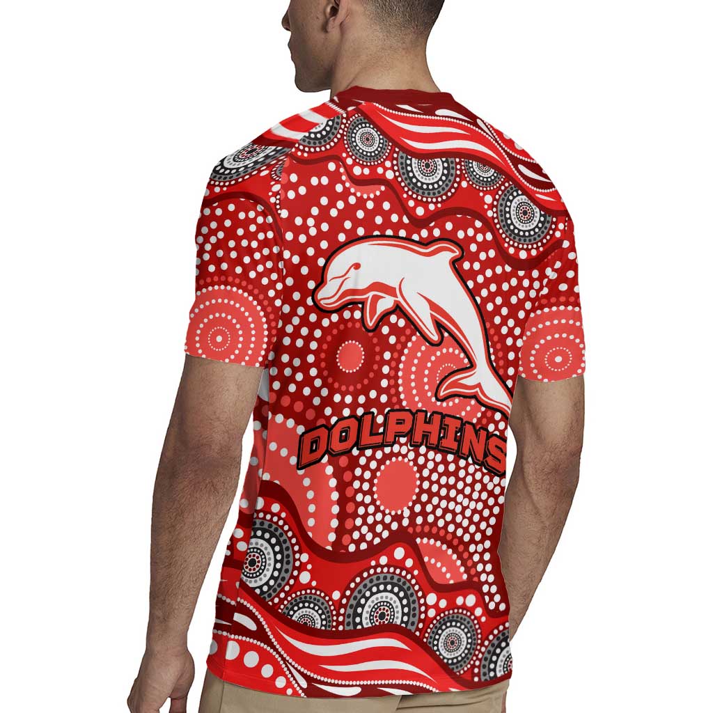Dolphins Rugby Jersey Aboriginal Dot Pattern - Rugby Mascot Heritage Pride