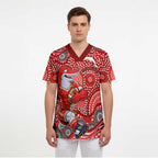 Dolphins Scrub Top Aboriginal Dot Pattern - Rugby Mascot Heritage Pride