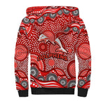 Dolphins Sherpa Hoodie Aboriginal Dot Pattern - Rugby Mascot Heritage Pride