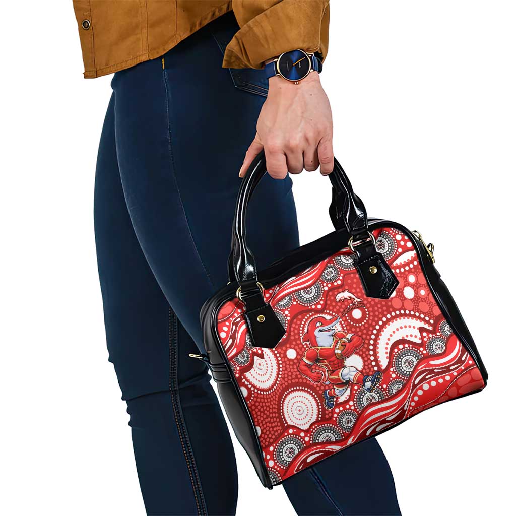 Dolphins Shoulder Handbag Aboriginal Dot Pattern - Rugby Mascot Heritage Pride