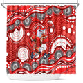 Dolphins Shower Curtain Aboriginal Dot Pattern - Rugby Mascot Heritage Pride