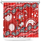 Dolphins Shower Curtain Aboriginal Dot Pattern - Rugby Mascot Heritage Pride