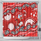 Dolphins Shower Curtain Aboriginal Dot Pattern - Rugby Mascot Heritage Pride