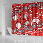 Dolphins Shower Curtain Aboriginal Dot Pattern - Rugby Mascot Heritage Pride