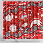 Dolphins Shower Curtain Aboriginal Dot Pattern - Rugby Mascot Heritage Pride