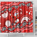 Dolphins Shower Curtain Aboriginal Dot Pattern - Rugby Mascot Heritage Pride