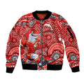 Dolphins Sleeve Zip Bomber Jacket Aboriginal Dot Pattern - Rugby Mascot Heritage Pride