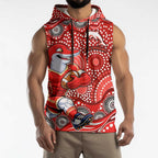 Dolphins Sleeveless Hoodie Aboriginal Dot Pattern - Rugby Mascot Heritage Pride
