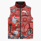 Dolphins Sleeveless Puffer Jacket Aboriginal Dot Pattern - Rugby Mascot Heritage Pride