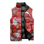Dolphins Sleeveless Puffer Jacket Aboriginal Dot Pattern - Rugby Mascot Heritage Pride