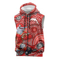 Dolphins Sleeveless Zip Hoodie Aboriginal Dot Pattern - Rugby Mascot Heritage Pride