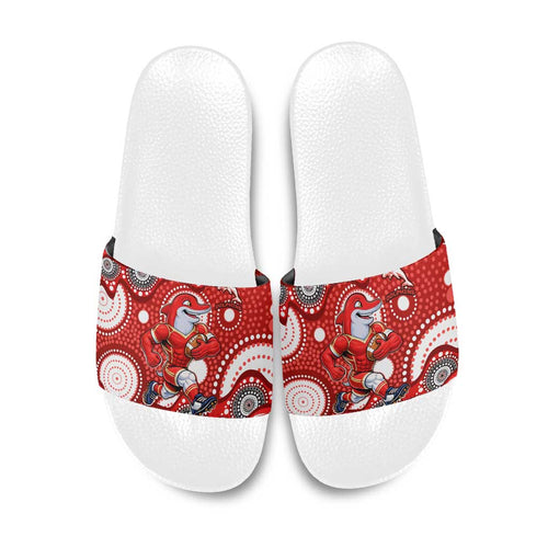 Dolphins Slide Sandals Aboriginal Dot Pattern - Rugby Mascot Heritage Pride