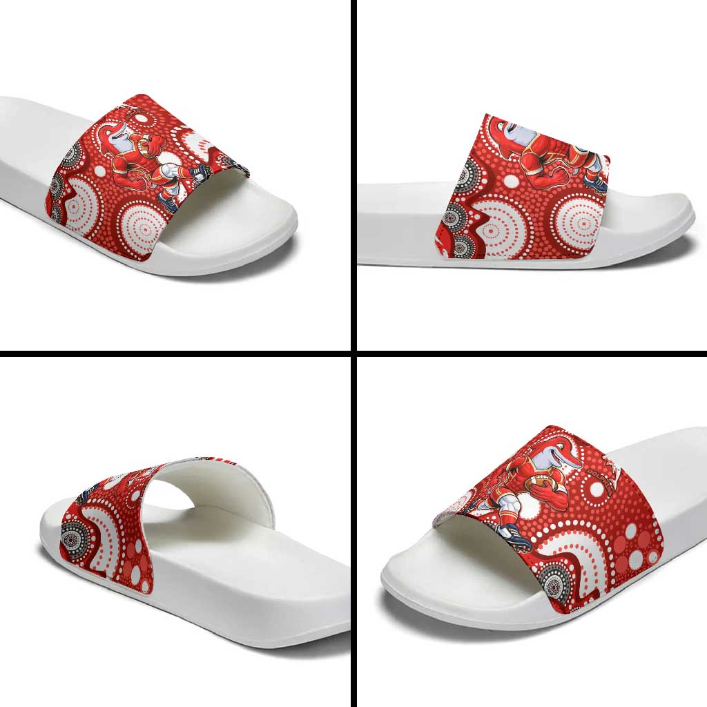 Dolphins Slide Sandals Aboriginal Dot Pattern - Rugby Mascot Heritage Pride