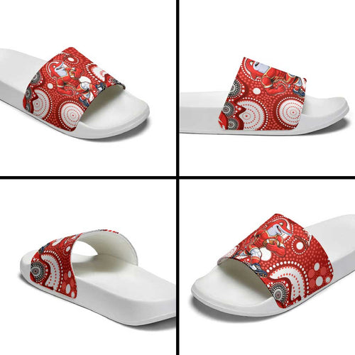 Dolphins Slide Sandals Aboriginal Dot Pattern - Rugby Mascot Heritage Pride