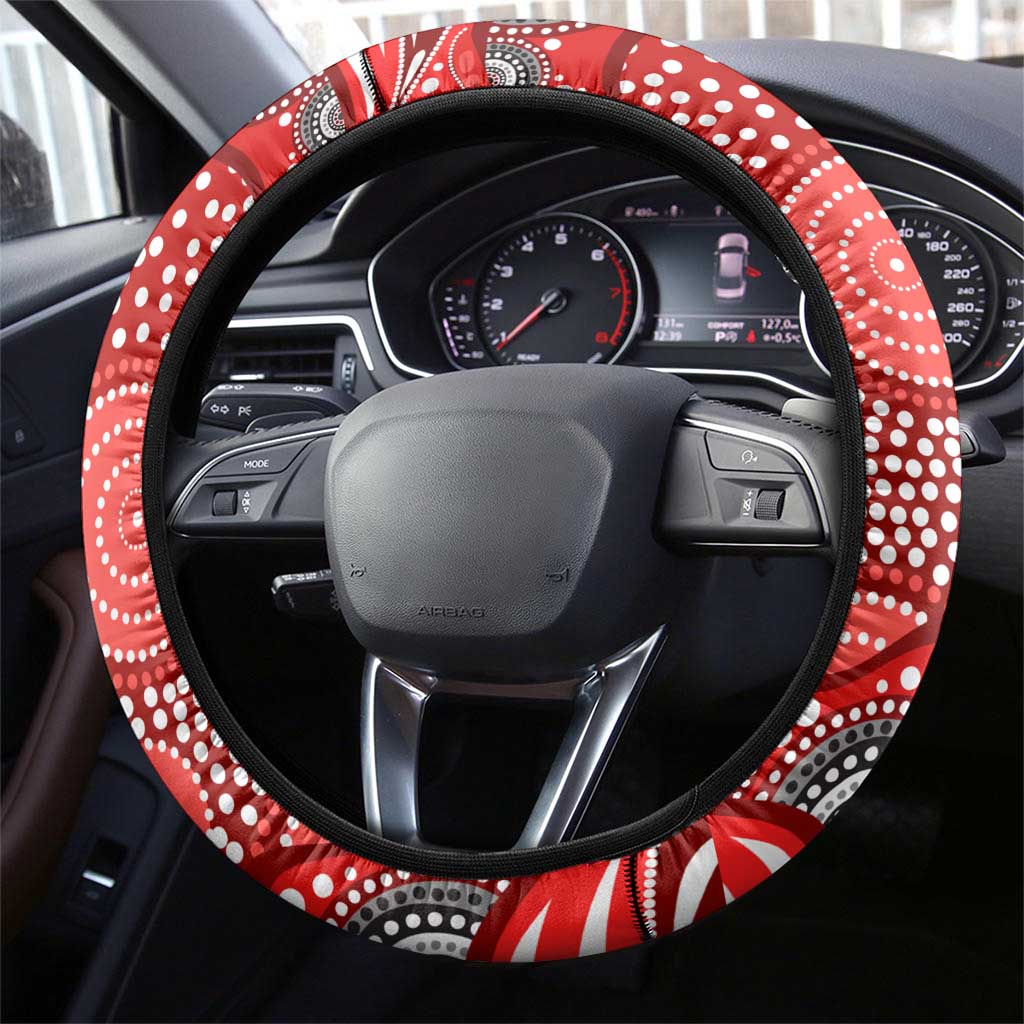 Dolphins Steering Wheel Cover Aboriginal Dot Pattern - Rugby Mascot Heritage Pride
