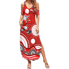 Dolphins Summer Maxi Dress Aboriginal Dot Pattern - Rugby Mascot Heritage Pride