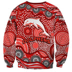 Dolphins Sweatshirt Aboriginal Dot Pattern - Rugby Mascot Heritage Pride