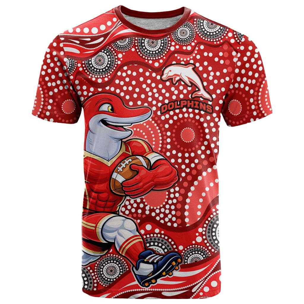 Dolphins T Shirt Aboriginal Dot Pattern - Rugby Mascot Heritage Pride