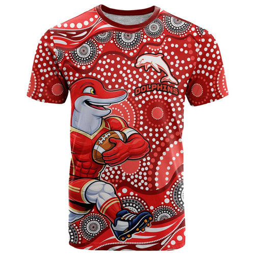Dolphins T Shirt Aboriginal Dot Pattern - Rugby Mascot Heritage Pride