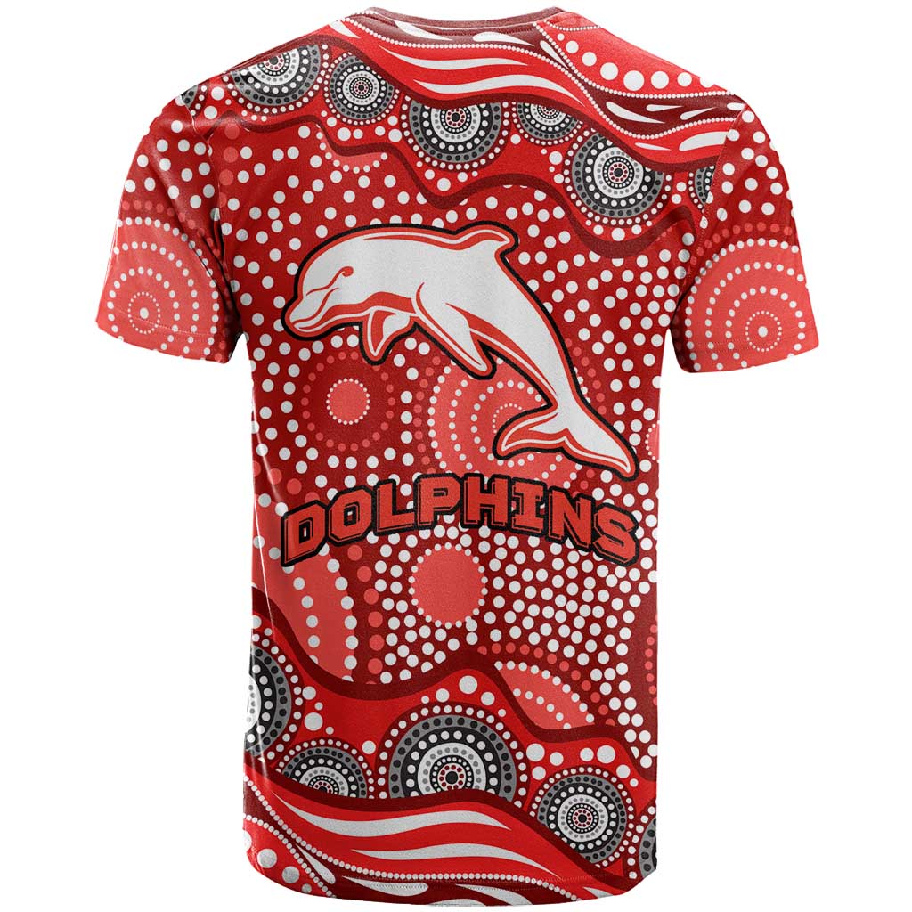 Dolphins T Shirt Aboriginal Dot Pattern - Rugby Mascot Heritage Pride