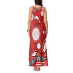 Dolphins Tank Maxi Dress Aboriginal Dot Pattern - Rugby Mascot Heritage Pride