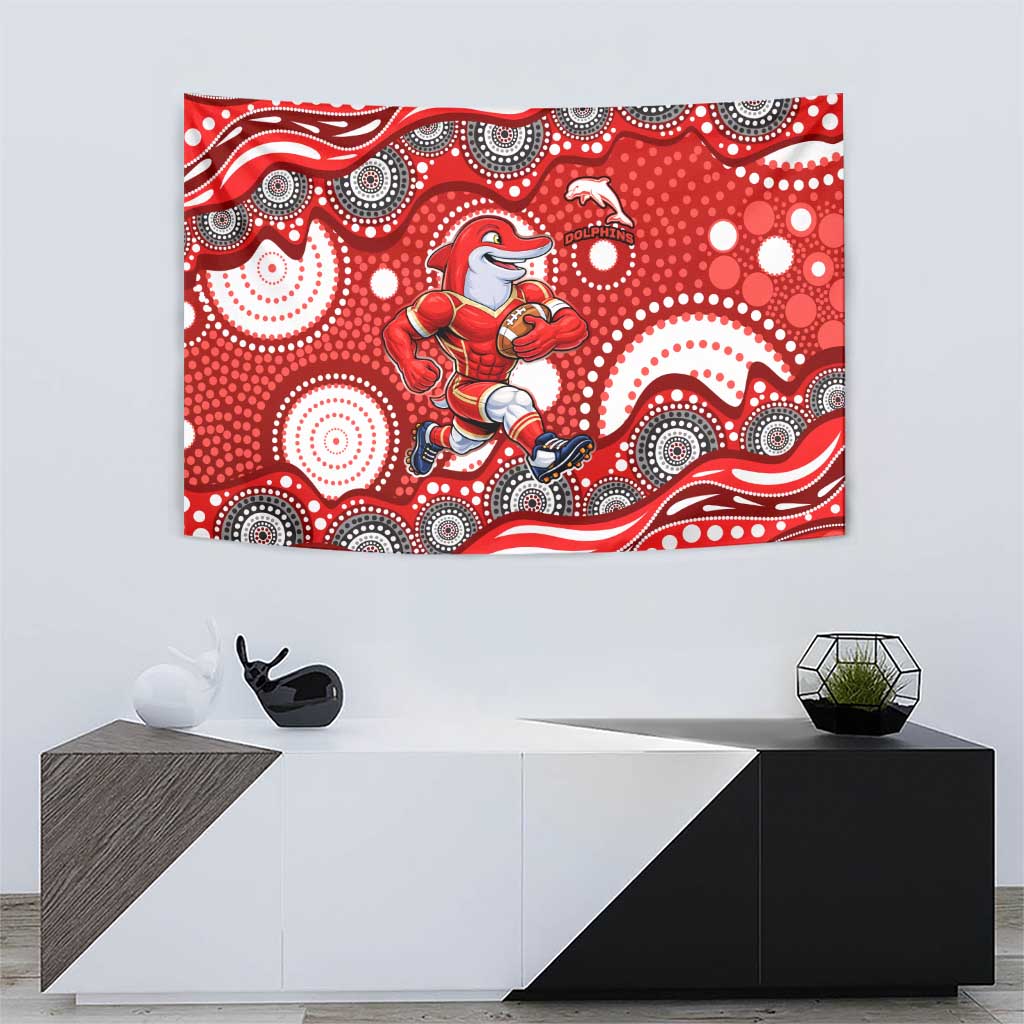 Dolphins Tapestry Aboriginal Dot Pattern - Rugby Mascot Heritage Pride