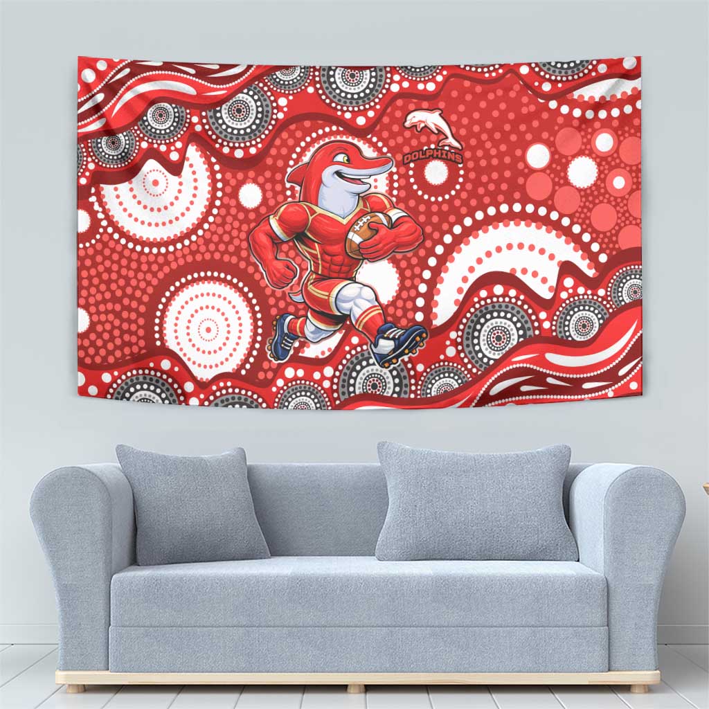 Dolphins Tapestry Aboriginal Dot Pattern - Rugby Mascot Heritage Pride