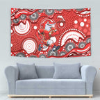 Dolphins Tapestry Aboriginal Dot Pattern - Rugby Mascot Heritage Pride