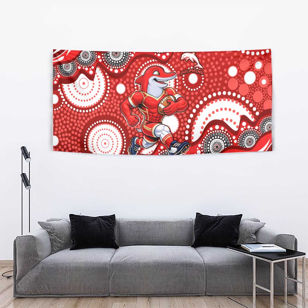 Dolphins Tapestry Aboriginal Dot Pattern - Rugby Mascot Heritage Pride