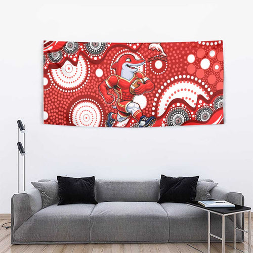 Dolphins Tapestry Aboriginal Dot Pattern - Rugby Mascot Heritage Pride