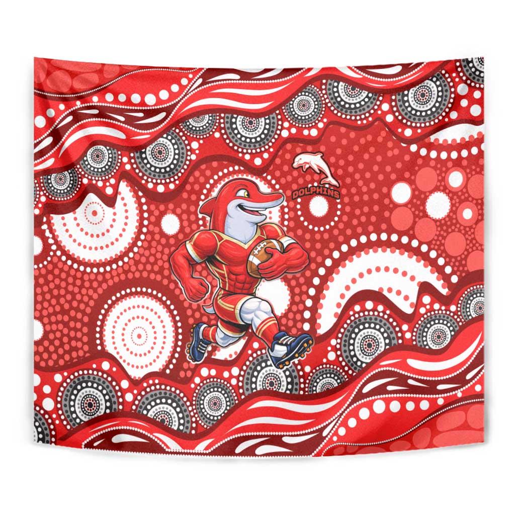 Dolphins Tapestry Aboriginal Dot Pattern - Rugby Mascot Heritage Pride