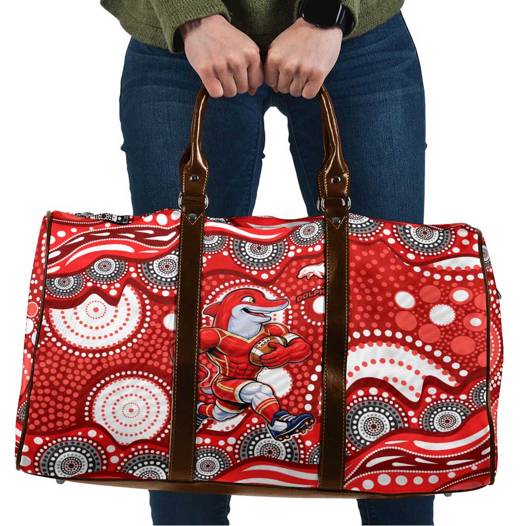 Dolphins Travel Bag Aboriginal Dot Pattern - Rugby Mascot Heritage Pride