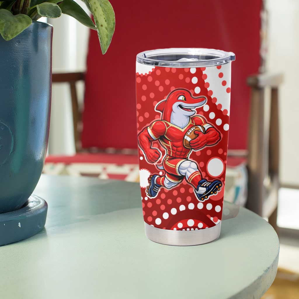 Dolphins Tumbler Cup Aboriginal Dot Pattern - Rugby Mascot Heritage Pride