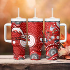 Dolphins Tumbler With Handle Aboriginal Dot Pattern - Rugby Mascot Heritage Pride