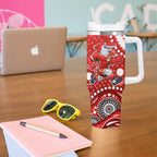 Dolphins Tumbler With Handle Aboriginal Dot Pattern - Rugby Mascot Heritage Pride