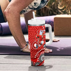 Dolphins Tumbler With Handle Aboriginal Dot Pattern - Rugby Mascot Heritage Pride