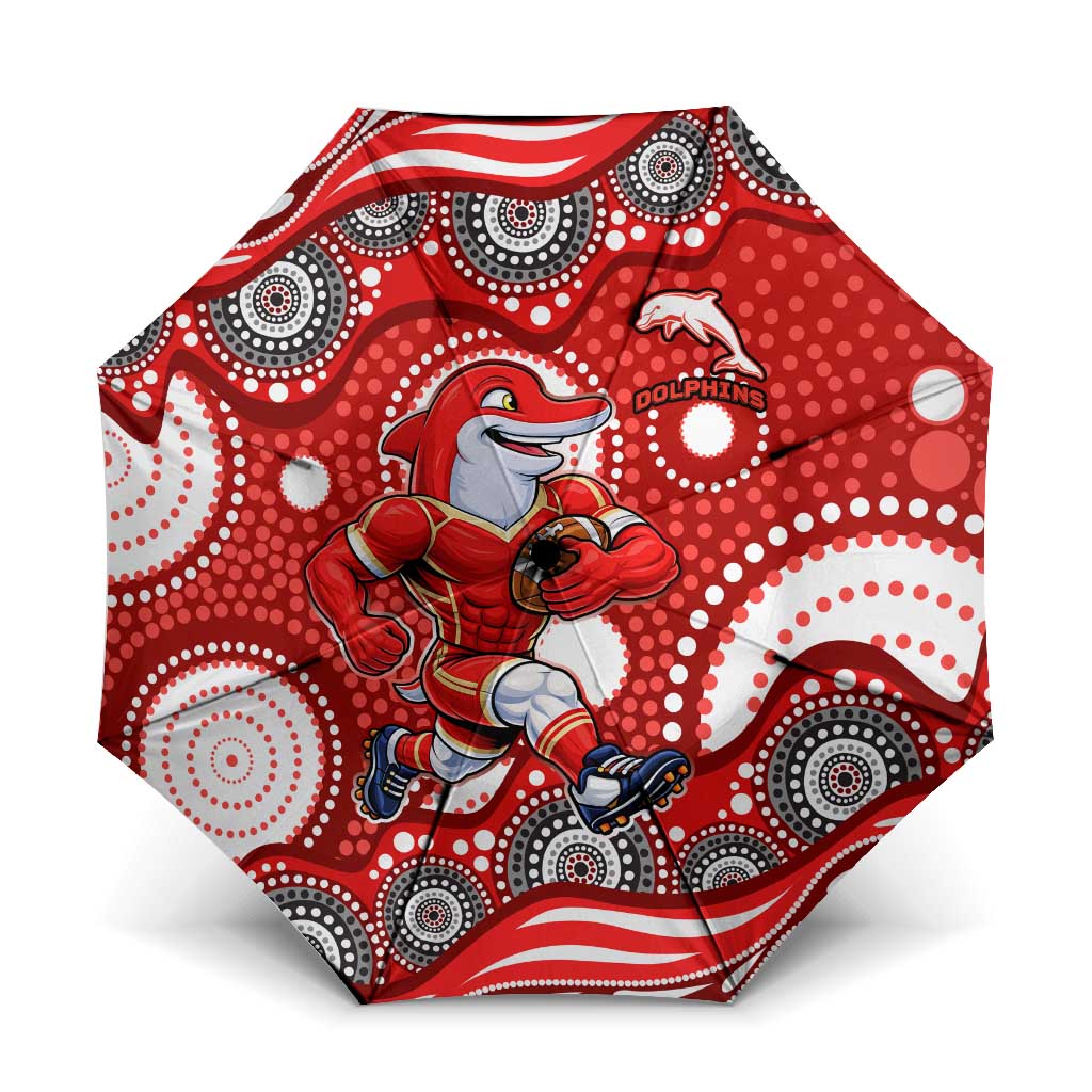 Dolphins Umbrella Aboriginal Dot Pattern - Rugby Mascot Heritage Pride
