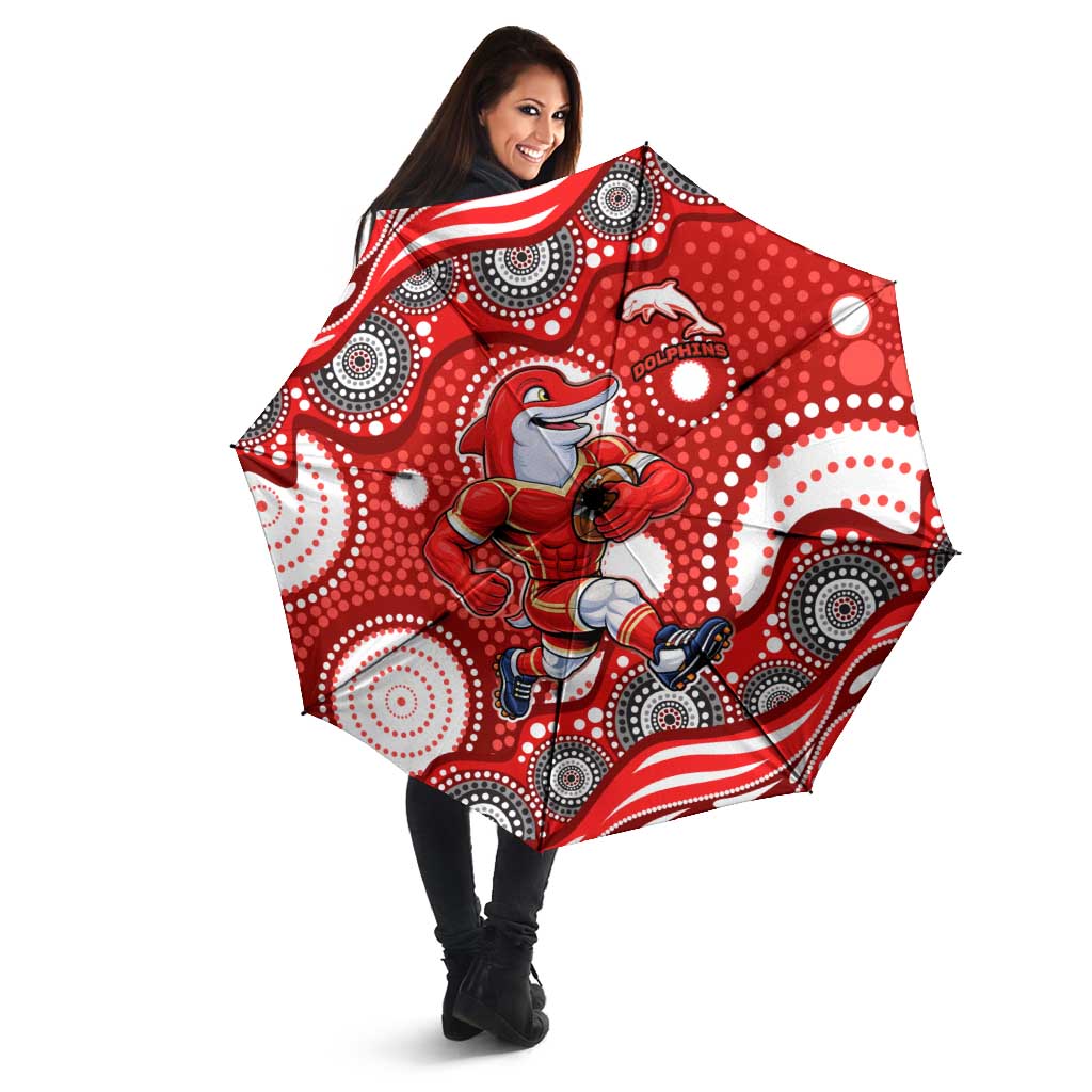 Dolphins Umbrella Aboriginal Dot Pattern - Rugby Mascot Heritage Pride