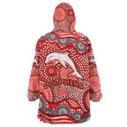 Dolphins Wearable Blanket Hoodie Aboriginal Dot Pattern - Rugby Mascot Heritage Pride
