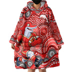 Dolphins Wearable Blanket Hoodie Aboriginal Dot Pattern - Rugby Mascot Heritage Pride