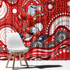 Dolphins Window Curtain Aboriginal Dot Pattern - Rugby Mascot Heritage Pride