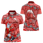 Dolphins Women Polo Shirt Aboriginal Dot Pattern - Rugby Mascot Heritage Pride