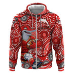 Dolphins Zip Hoodie Aboriginal Dot Pattern - Rugby Mascot Heritage Pride